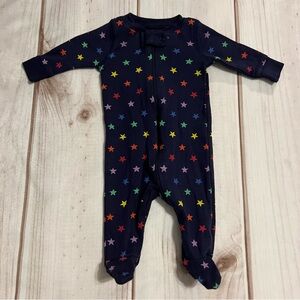 Primary Rainbow Star Print 100% Organic Cotton Zipper Sleeper Size Newborn
